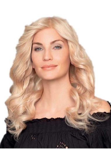 Blonde Long Human Hair Wig 18" Women Wigs Natural Look