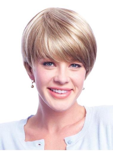 Blonde Human Hair Wig Short Style for Women