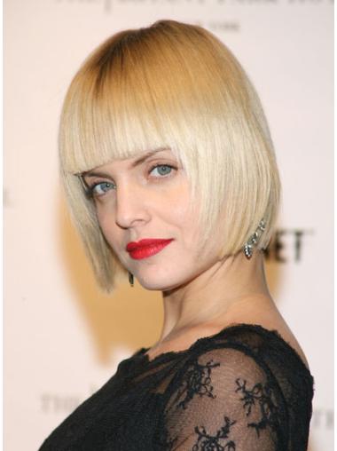 High-Quality Hand-Tied Blonde Bob Wig Straight Short