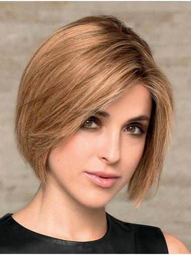 Blonde Bob Wig Chin-Length Human Hair with Comfortable Monofilament Cap