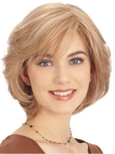 10" Straight Blonde Wig Stylish Short Human Hair for Women