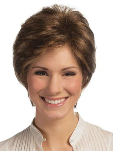 6" Brown Boycut Wig Short Lace Front Remy Human Hair