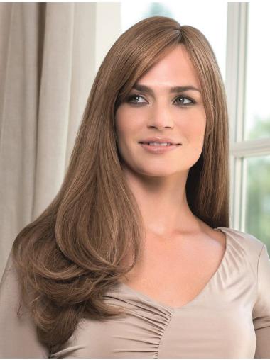 New Long Human Hair Wig Monofilament with Bangs