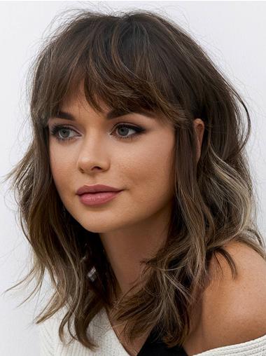 Ombre 14inch Wavy Lace Front Wig Two-Tone Shoulder-Length with Bangs