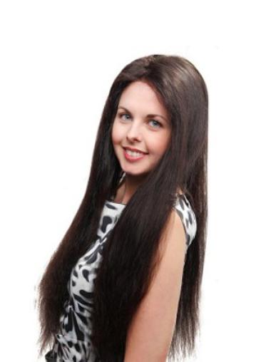 Cheap 26" Human Hair Wig Long Length, Hand Tied