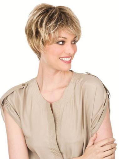 Blonde Wavy Layered Cropped Synthetic Hair Wigs