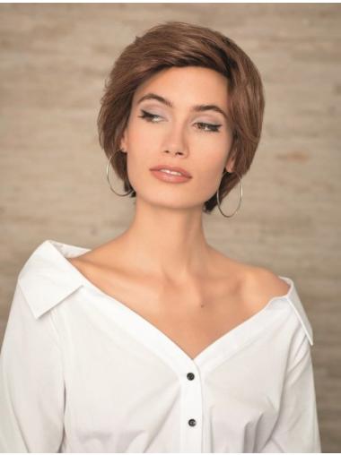 Short Bob Women Wig 8" Brown Straight Human Hair