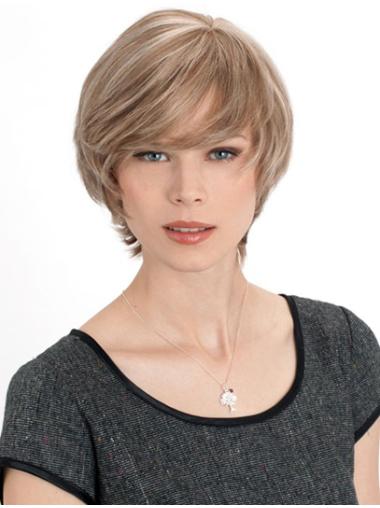 Brown 8" Layered Wig Real Human Hair Short Style