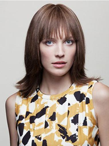 Brown Wavy Shoulder Length Human Hair Wig Online