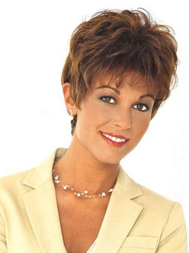 Short Brown Boycut Human Hair Wigs Stylish Natural