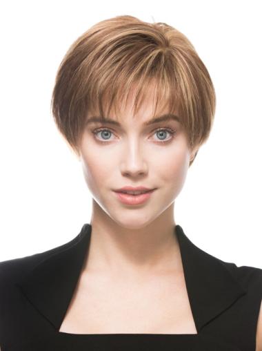 Exquisite Brown Short Human Hair Wigs Natural Look