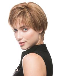 Exquisite Brown Short Human Hair Wigs Natural Look