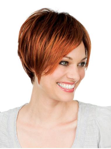 Hand-Tied 14" Auburn Bob Wig Straight Shoulder Length