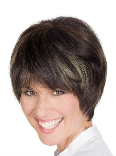 Short Brown Human Hair Wig Straight Lace Front