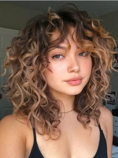 Lace Front 14inch Curly Ombre Wig -Tone Layered Shoulder-Length Hair for a Lush Look