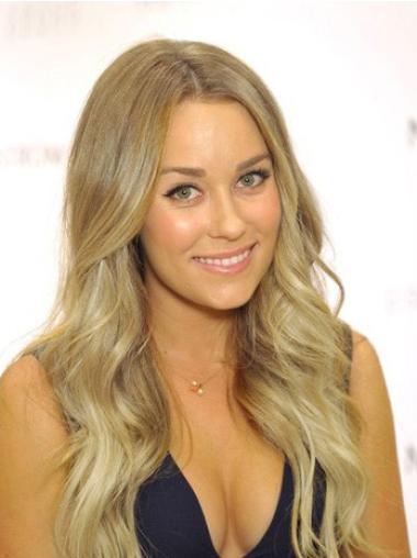 Hand-Tied Blonde Wig 24" Long Human Hair Wavy