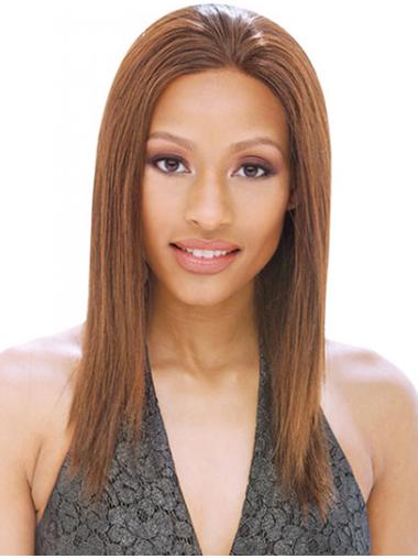 16" Brown Straight Wig Long Natural for Black Women