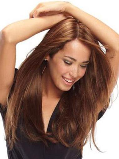 Modern 100% Hand-Tied Auburn Wig Long Straight