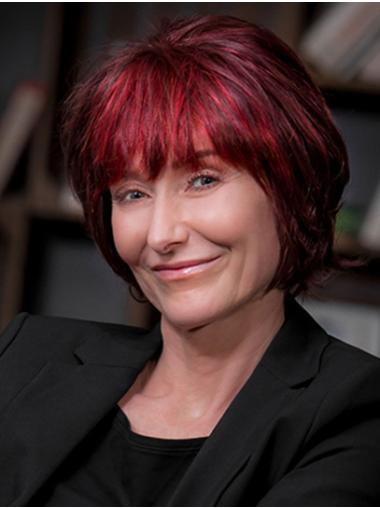 Chin Length Red Bob Human Lace Front Hair Wigs