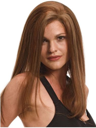 100% Hand-Tied Long Human Hair Wig Natural Look 18"