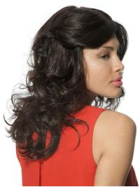 Fashion Wavy Black Wig Long Human Hair Lace Front