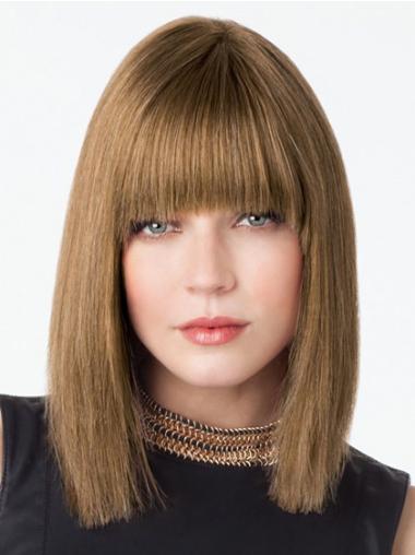 Brown Straight Lace Front Human Hair Wig Bob Cut