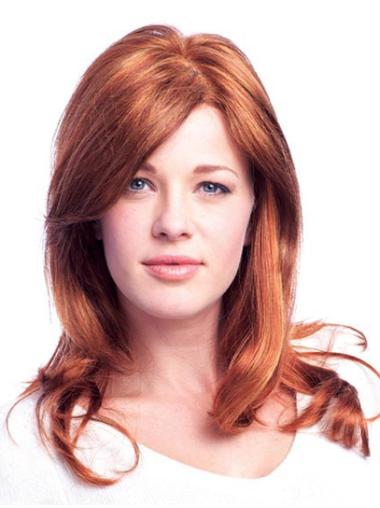 Wavy 20" Soft Auburn Long Human Hair Wig Natural & Stylish