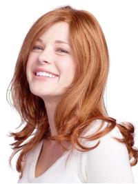 Wavy 20" Soft Auburn Long Human Hair Wig Natural & Stylish