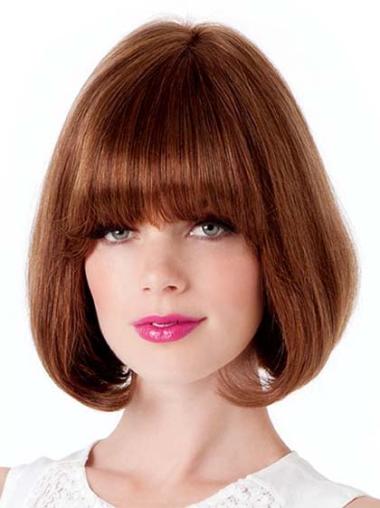 Straight Auburn Bob Lace Front Wig Human Hair Short