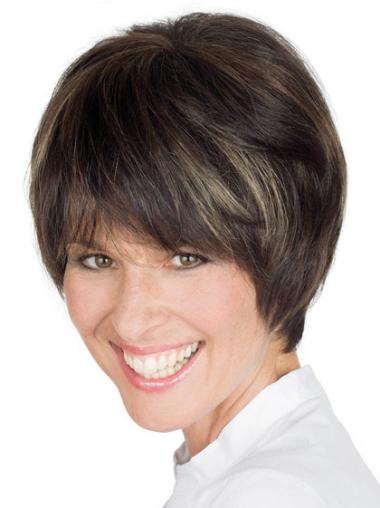 Short Boycut Women Wigs 100% Remy Human Hair Brown
