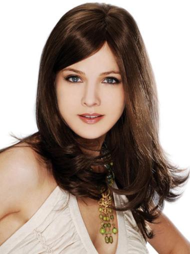 Suitable Straight Long Brown Wig 100% Human Hair Comfort