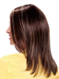 Medium Length Auburn Human Hair Wig Straight Style