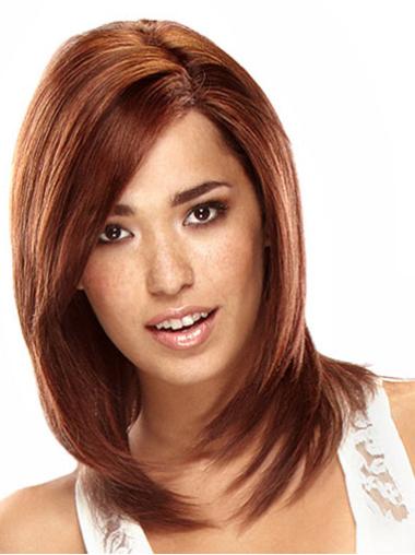 Layered Auburn Shoulder-Length Lace Front Wigs