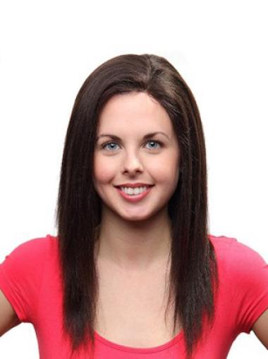 20" Long Human Hair Hand-Tied Wigs Mono Cap