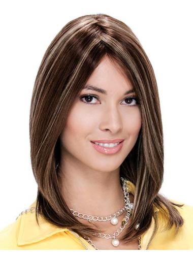 Layered Brown Human Hair Wig Shoulder Length