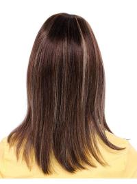 Layered Brown Human Hair Wig Shoulder Length