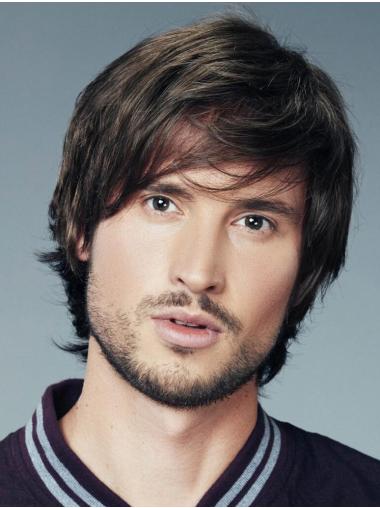 Brown Short Straight 6" Human Wigs for Men