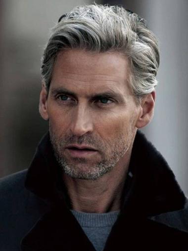 Modern 6 Inches Short Grey Wig for Men Natural Style