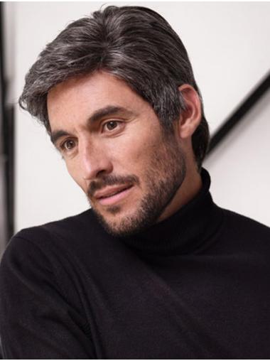 Mens Grey Synthetic Wigs –  4" Straight Cropped