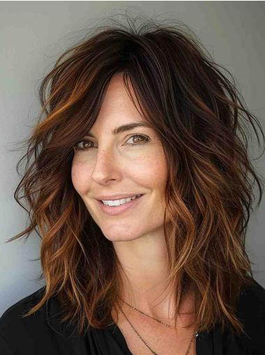 Shoulder Length 12" Layered Wavy Synthetic Lace Front Wigs