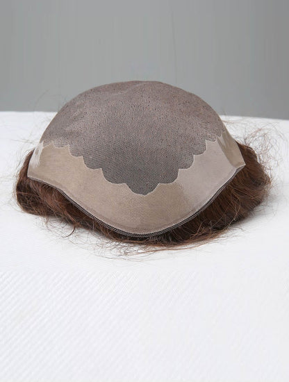 Short Monofilament Wavy Wig Toupee for Men