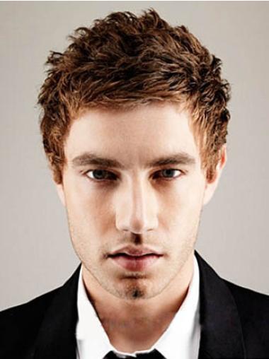 Wavy Cropped Synthetic Lace Wigs For Men Friendly