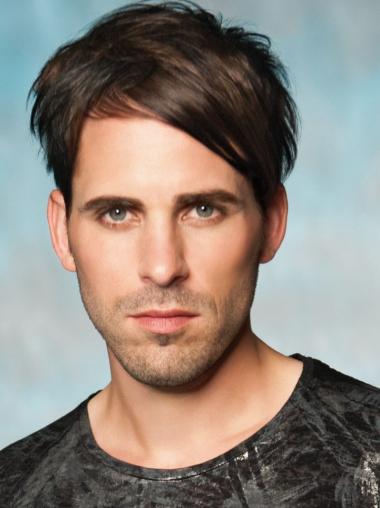 Brown Full Lace Short Remy Human Hair Wig for Men