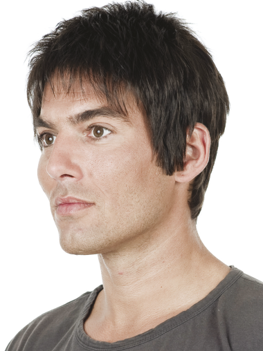 Real Remy Human Hair Short Straight Wig for Men