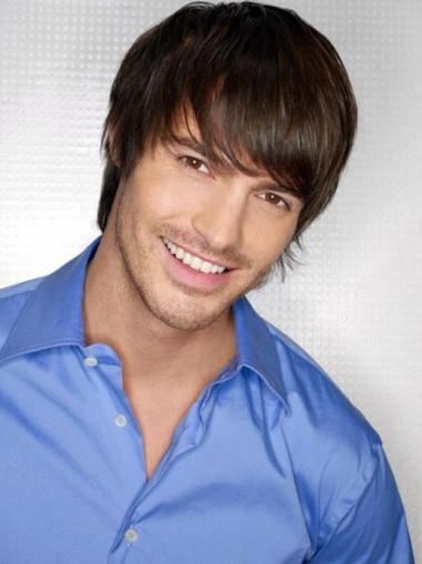 Brown Full Lace 6 Inch Short Real Hair Wig for Men