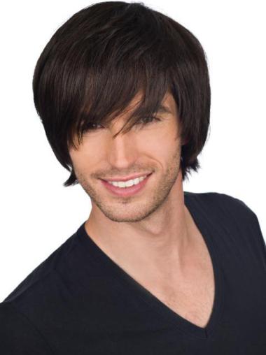 Men’s Full Lace Wig 8" Straight, Popular Short Hair Style