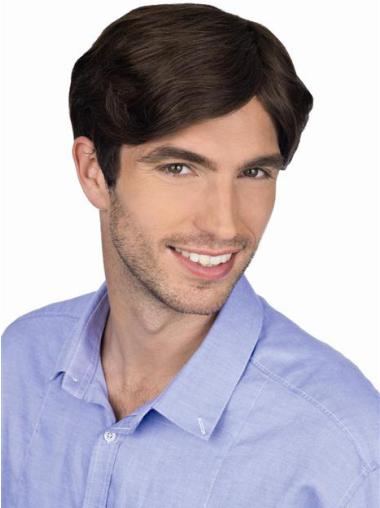 Comfortable 6" Short Real Hair Wig for Men No Bangs