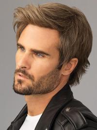 Brown Monofilament Synthetic Short Boycut Wig 4" Straight
