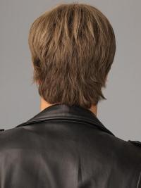 Brown Monofilament Synthetic Short Boycut Wig 4" Straight