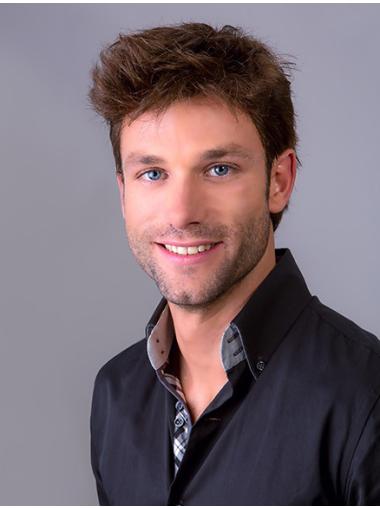 Men’s Short Straight Synthetic Wig 4" Natural Hair Style